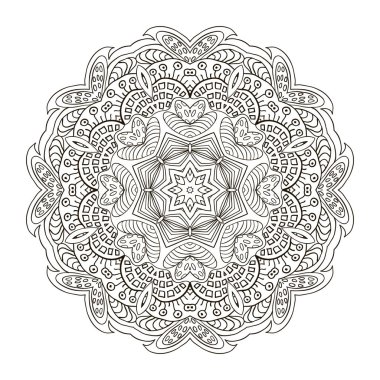 Boyama kitabı. Mandala Doğu desen. Zentangl yuvarlak süsleme