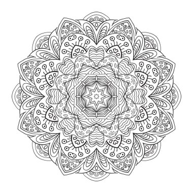 Boyama kitabı. Mandala Doğu desen. Zentangl yuvarlak süsleme