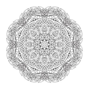 Boyama kitabı. Mandala Doğu desen. Zentangl yuvarlak süsleme