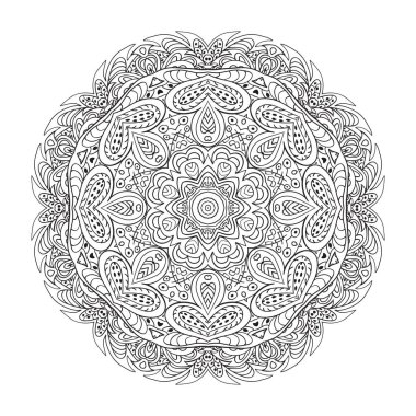 Boyama kitabı. Mandala Doğu desen. Zentangl yuvarlak süsleme