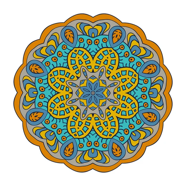 Mandala. Dibujo Doodle. Adorno redondo — Vector de stock