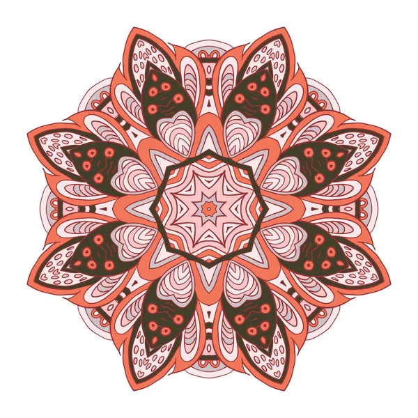 Mandala. Dibujo Doodle. Adorno redondo — Vector de stock