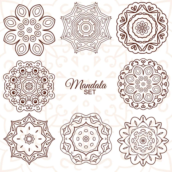 Mandala. Conjunto de adornos redondos para la creatividad — Archivo Imágenes Vectoriales