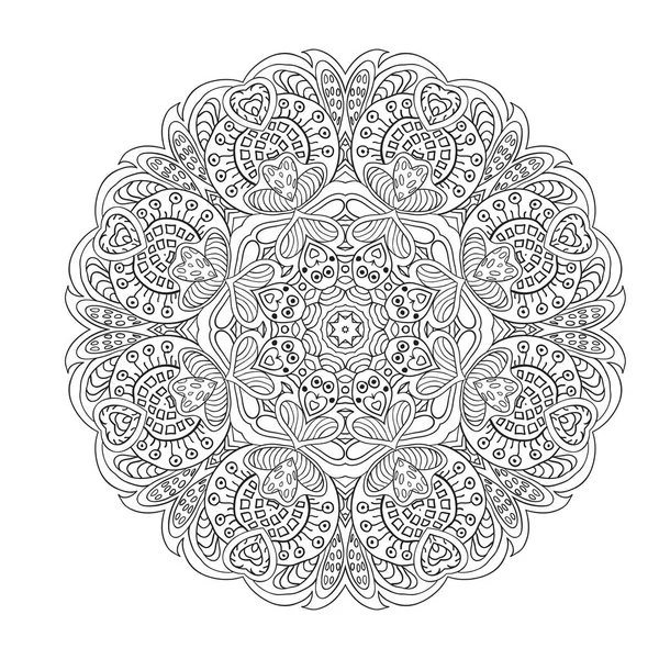 Livro de colorir. Padrão Mandala Oriental. Ornamento redondo de Zentangl — Vetor de Stock