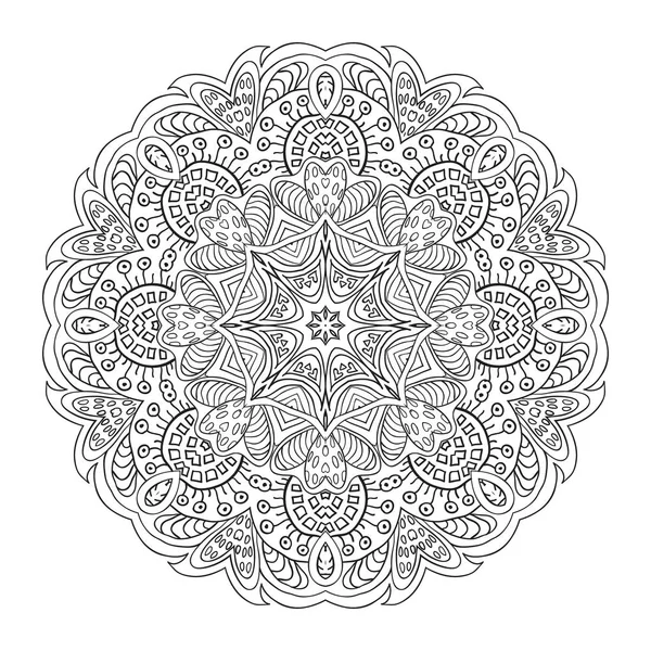 Libro da colorare. Mandala modello orientale. Zentangl ornamento rotondo — Vettoriale Stock