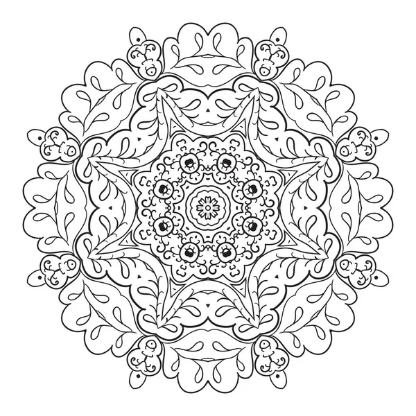 Kleurboek. Mandala Oost-patroon. Zentangl ronde sieraad — Stockvector