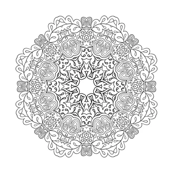 Coloring book. Mandala Eastern pattern. Zentangl round ornament — Stock Vector