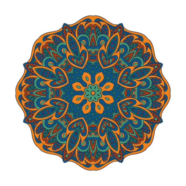 Livro de colorir. Padrão Mandala Oriental. Ornamento redondo de Zentangl — Vetor de Stock