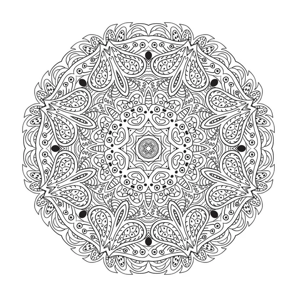 Kolorowanka. Mandala Eastern wzór. Zentangl okrągły ornament — Wektor stockowy