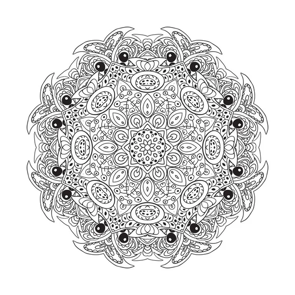 Kolorowanka. Mandala Eastern wzór. Zentangl okrągły ornament — Wektor stockowy