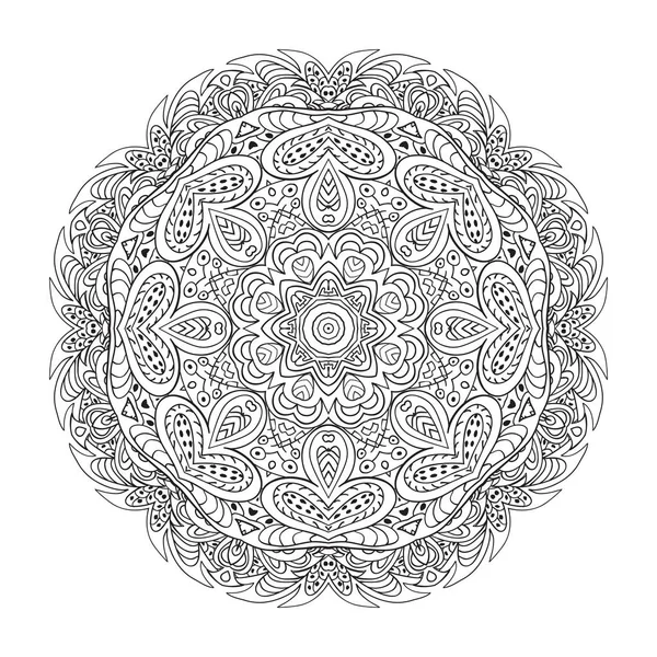 Coloring book. Mandala Eastern pattern. Zentangl round ornament — Stock Vector