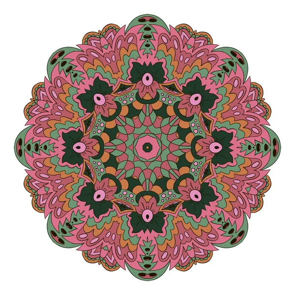 Mandala. Adorno redondo de Zentangl. Relájate, meditación — Vector de stock