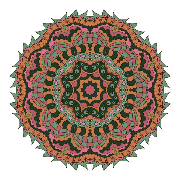 Mandala. Adorno redondo de Zentangl. Relájate, meditación — Vector de stock
