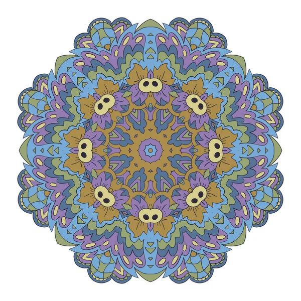 Mandala. Adorno redondo de Zentangl. Relájate, meditación — Vector de stock