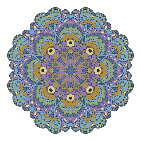 Mandala. Adorno redondo de Zentangl. Relájate, meditación — Vector de stock