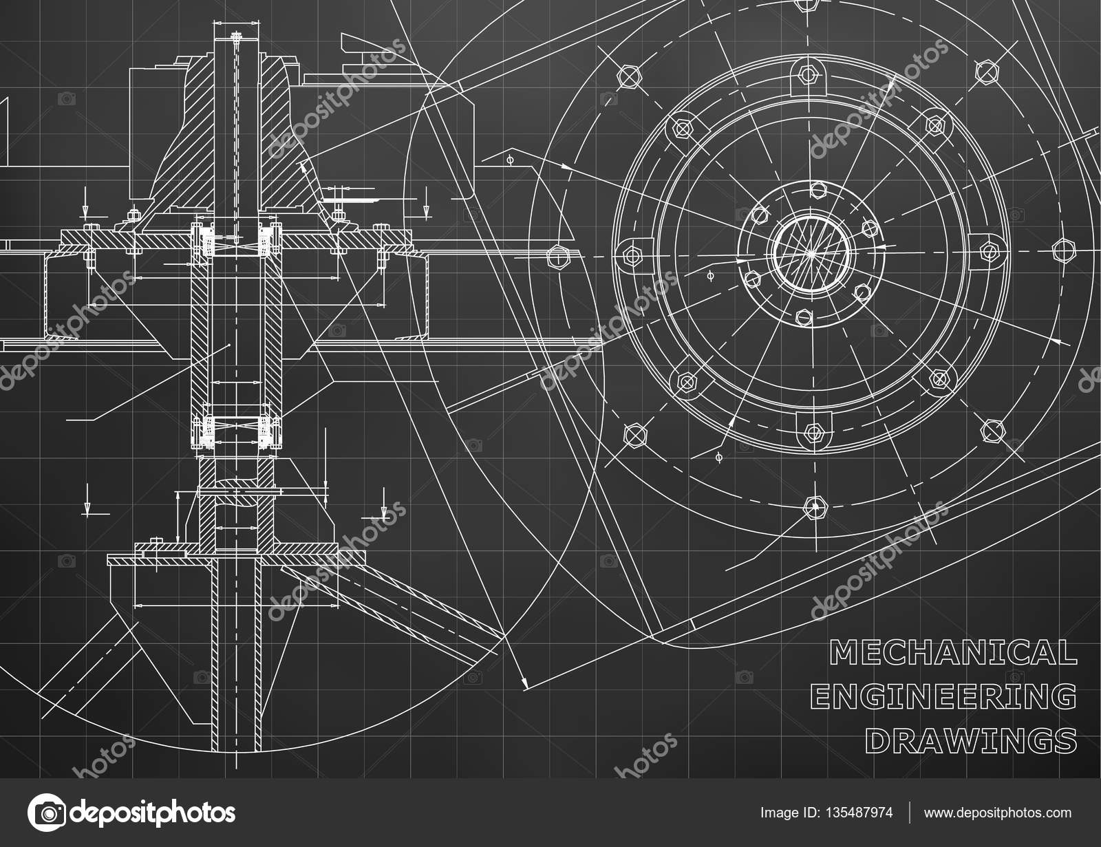 Mechanical engineering drawing — Stock Vector © Bubushonok 135487974