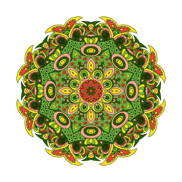 Padrão Mandala Oriental. Ornamento redondo de Zentangl — Vetor de Stock