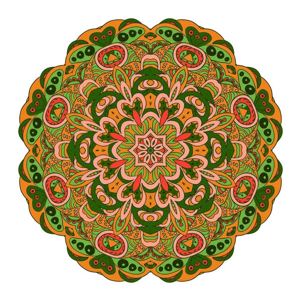 Padrão Mandala Oriental. Ornamento redondo de Zentangl — Vetor de Stock