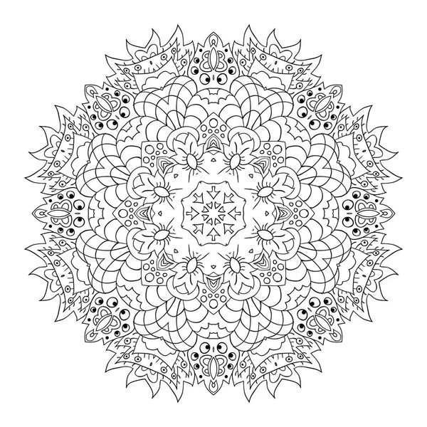 Kleurplaat Mandala. Zentangl ronde sieraad — Stockvector