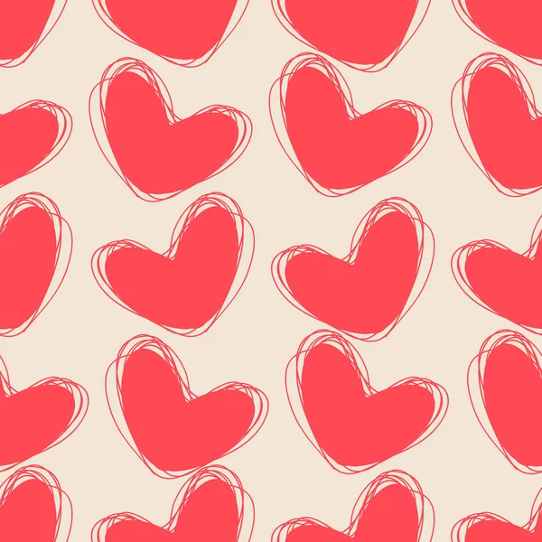 Mignon motif sans couture doodle. Dessins main coeur — Image vectorielle