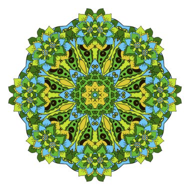 Mandala. Zentangl süsleme yaratıcılık için. Oryantal motifler. Sakin ol, meditasyon. Çiçek