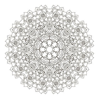 Mandala. Zentangl süsleme yaratıcılık için. Oryantal motifler. Sakin ol, meditasyon. Çiçek