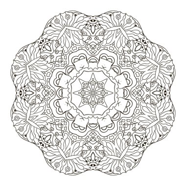 Mandala. Zentangl süsleme yaratıcılık için. Oryantal motifler. Sakin ol, meditasyon. Çiçek