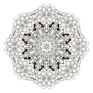 Mandala. Zentangl süsleme yaratıcılık için. Oryantal motifler. Sakin ol, meditasyon. Çiçek