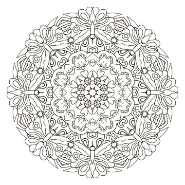 Mandala. Zentangl süsleme yaratıcılık için. Oryantal motifler. Sakin ol, meditasyon. Çiçek