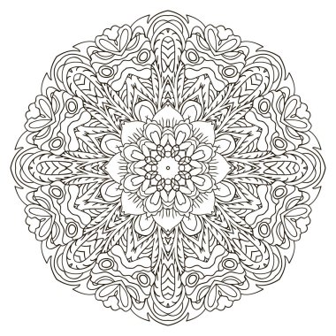 Mandala. Zentangl süsleme yaratıcılık için. Oryantal motifler. Sakin ol, meditasyon. Çiçek