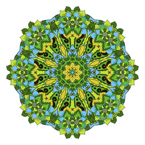 Mandala. Ornement Zentangl pour la créativité. Motifs orientaux. Détends-toi, méditation. Fleur — Image vectorielle