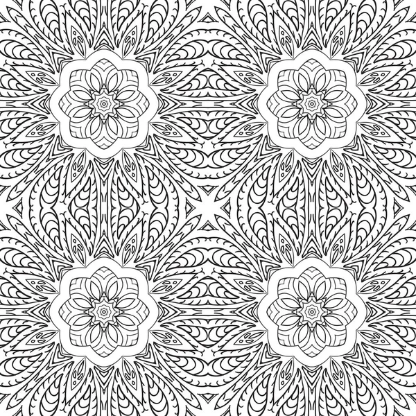 Mandala. Adorno de Zentangl para la creatividad. Motivos orientales. Relájate, meditación. Flor — Archivo Imágenes Vectoriales