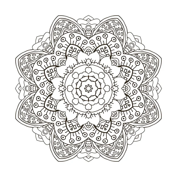 Mandala. Adorno de Zentangl para la creatividad. Motivos orientales. Relájate, meditación. Flor — Vector de stock