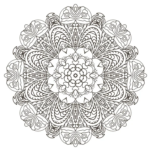 Mandala. Ornamento de Zentangl de criatividade. Motivos orientais. Relaxa, meditação. Flor — Vetor de Stock