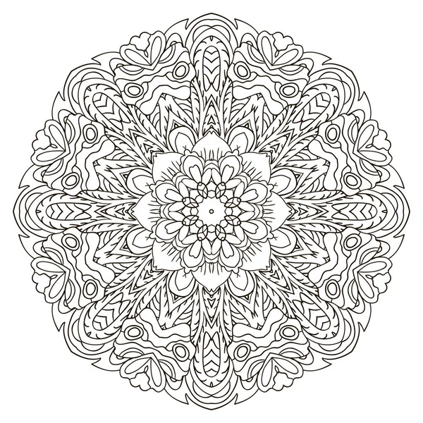 Mandala. Ornamento de Zentangl de criatividade. Motivos orientais. Relaxa, meditação. Flor — Vetor de Stock