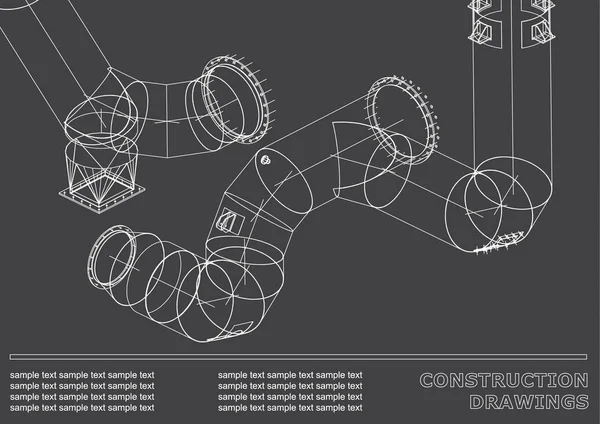 Diseño de ingeniería. Planos. Cubierta. Diseño de ingeniería — Vector de stock