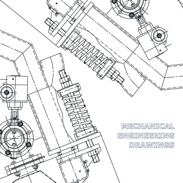 Ingeniería mecánica el dibujo. Ejemplos técnicos — Archivo Imágenes Vectoriales