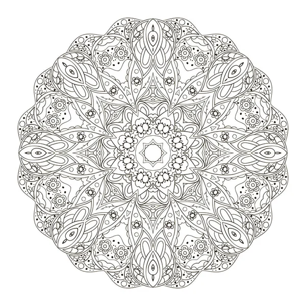 Mandala. Zentangl. Ornamento rotondo per creatività. Motivi orientali — Vettoriale Stock