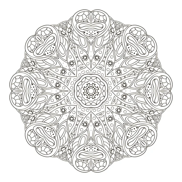 Mandala. Zentangl. Round ornament for creativity. Oriental motifs — Stock Vector