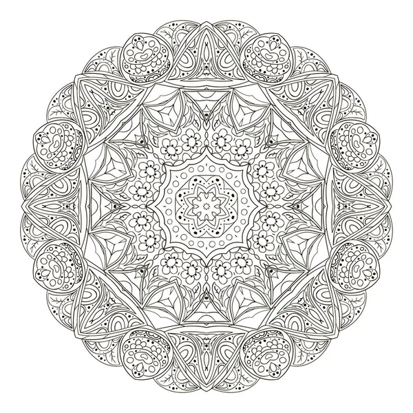 Mandala. Zentangl. Ronde sieraad voor creativiteit. Oosterse motieven — Stockvector