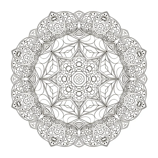 Mandala. Zentangl. Adorno redondo para la creatividad. Motivos orientales — Vector de stock