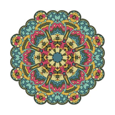 Mandala. Oryantal desen. Çizim doodle. Geleneksel yuvarlak süsleme