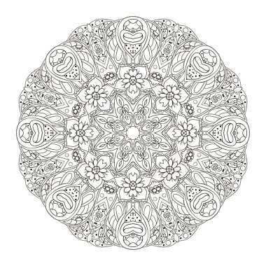 Mandala. Oryantal desen. Çizim doodle. Geleneksel yuvarlak süsleme