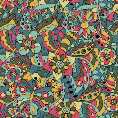  Çizim doodle. Geleneksel sorunsuz süs. Rahatlatıcı resmi