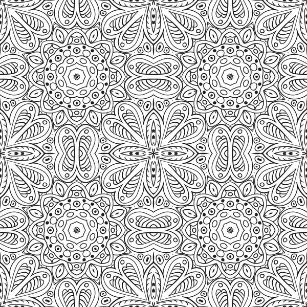 Doodle fondo colorido sin costuras. Motivos étnicos para colorear — Archivo Imágenes Vectoriales