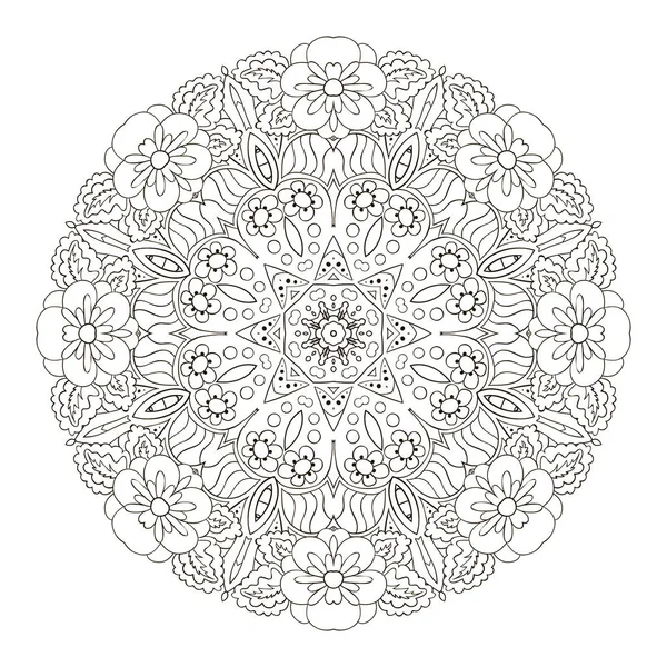 Mandala. Padrão oriental. Desenho de rabiscos. Ornamento redondo tradicional — Vetor de Stock