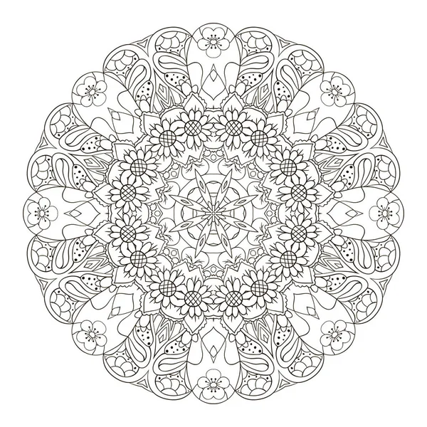 Mandala. Oriental pattern. Doodle drawing. Traditional round ornament — Stock Vector