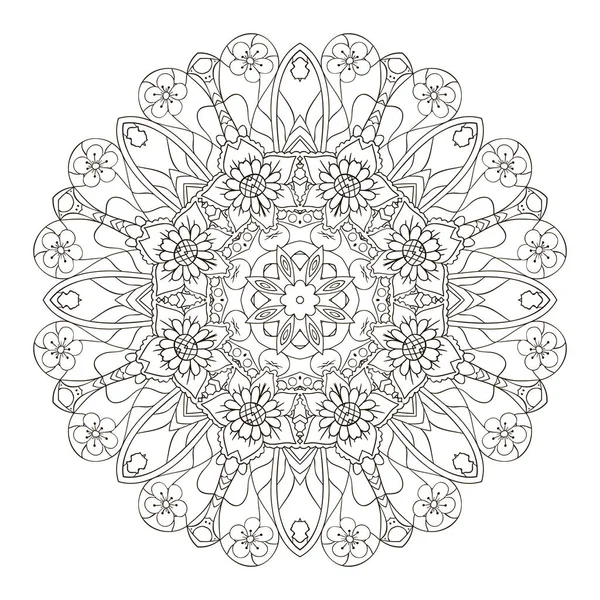 Mandala. Padrão oriental. Desenho de rabiscos. Ornamento redondo tradicional — Vetor de Stock