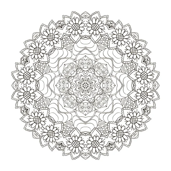 Mandala. Oryantal desen. Çizim doodle. Geleneksel yuvarlak süsleme — Stok Vektör
