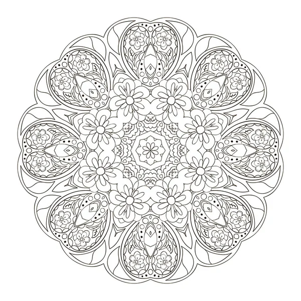 Mandala. Padrão oriental. Desenho de rabiscos. Ornamento redondo tradicional — Vetor de Stock